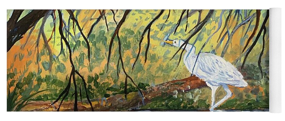 Egret Yoga Mat featuring the painting Sunset Creek by Jane Ricker
