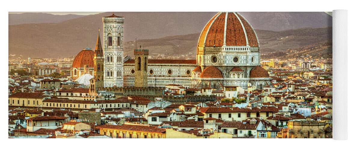 Florence Yoga Mat featuring the photograph Sunset in Florence Triptych 3 - Duomo by Weston Westmoreland