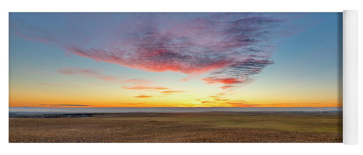 Badlands Yoga Mat featuring the photograph Sunset Over Grasslands by Jim Thompson