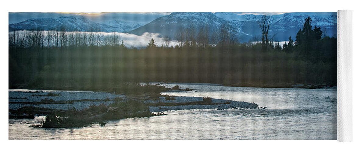 Kitimat Yoga Mat featuring the photograph Sunset over the Kitimat River by Mark Duehmig