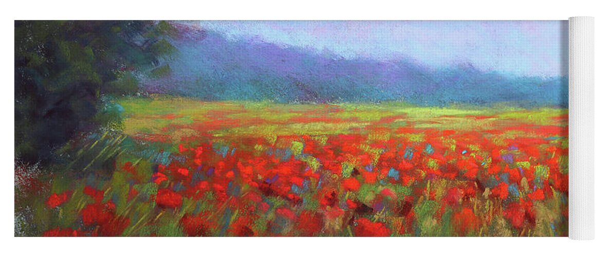 Poppy Yoga Mat featuring the painting Sunshine and Poppies by Susan Jenkins