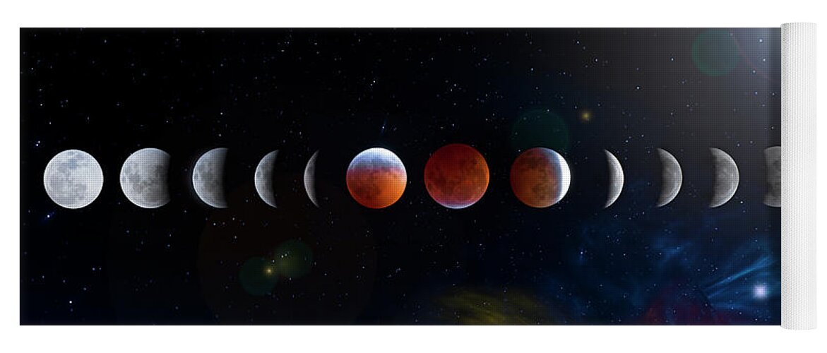 Lunar Eclipse Yoga Mat featuring the photograph Super Blood Wolf Moon Phases by Mark Andrew Thomas