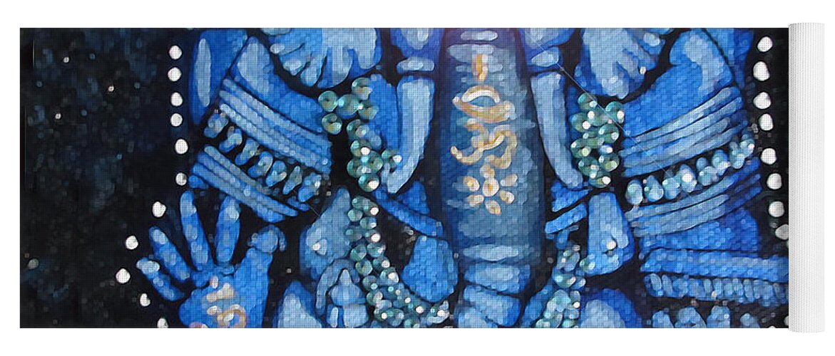 Ganesha Yoga Mat featuring the painting Sweet Blue Ganesha by Patricia Arroyo