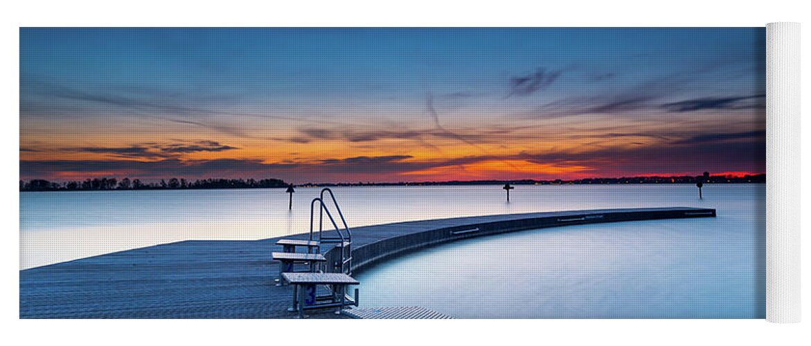 Swimming Yoga Mat featuring the photograph Swimming jetty during sunrise by Jenco Van Zalk