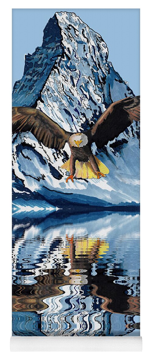 Eagle Yoga Mat featuring the drawing Swooping Eagle by Bill Richards