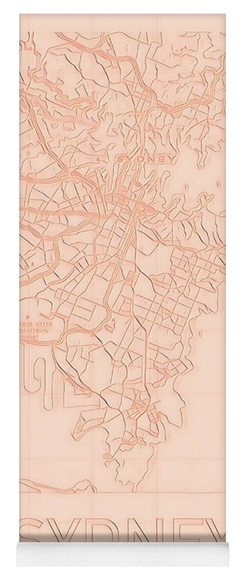 Sydney Yoga Mat featuring the digital art Sydney Blueprint City Map by HELGE Art Gallery