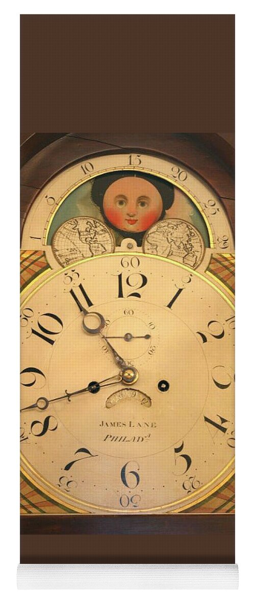 Lane Yoga Mat featuring the mixed media Tall case clock face, around 1816 by James Lane