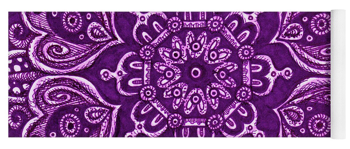 Boho Yoga Mat featuring the drawing Tapestry Square 8 by Amy E Fraser