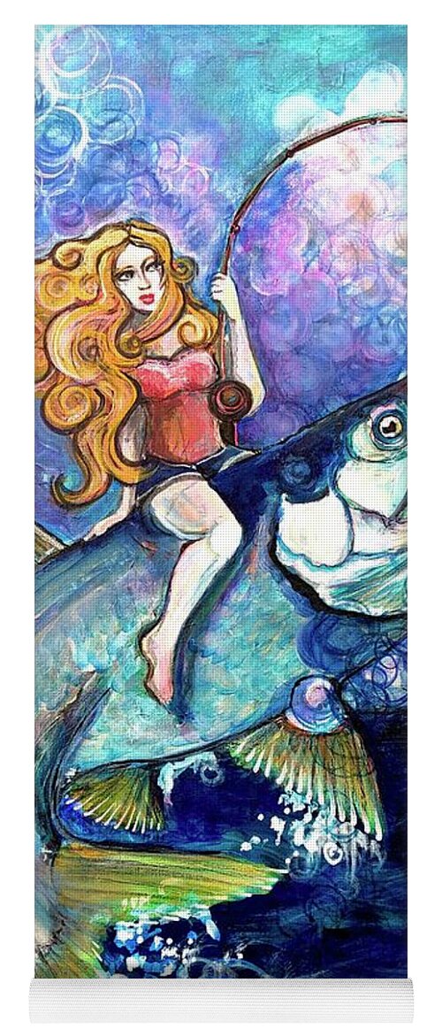 Girl Yoga Mat featuring the painting Tarpon Rodeo 2019 by Laurie Maves ART