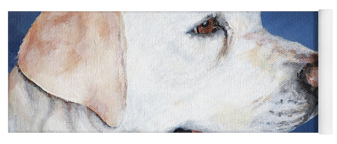 Dog Yoga Mat featuring the painting Taz - White Lab Portrait by Annie Troe