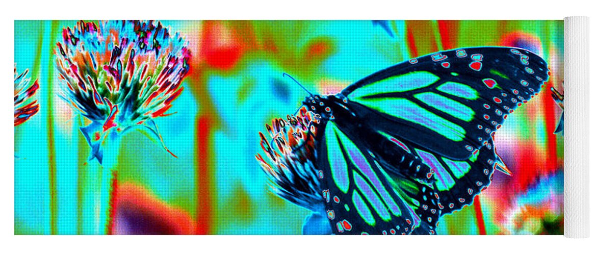 Monarch Butterfly Yoga Mat featuring the photograph Teal Blue Monarch Butterfly by Tom Kelly