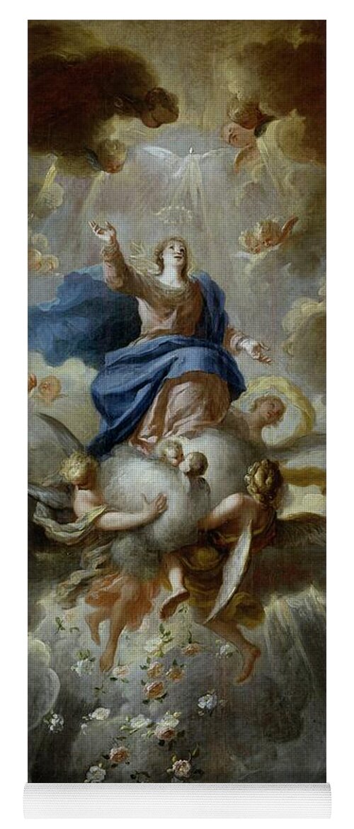 Francisco Ignacio Ruiz De La Iglesia Yoga Mat featuring the painting 'The Assumption of the Virgin Mary', ca. 1700, Spanish Sc... by Francisco Ignacio Ruiz de la Iglesia -1649-1704-
