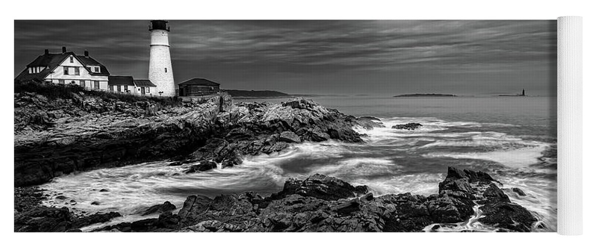Portland Head Lighthouse Yoga Mat featuring the photograph The Beacon by Judi Kubes