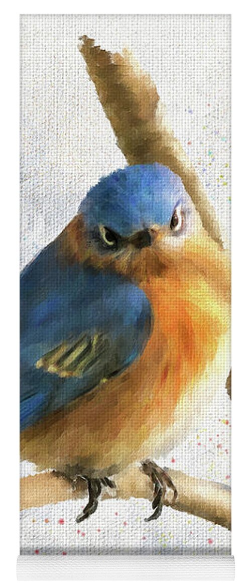 Bird Yoga Mat featuring the digital art The Bluebird Of Unhappiness by Lois Bryan
