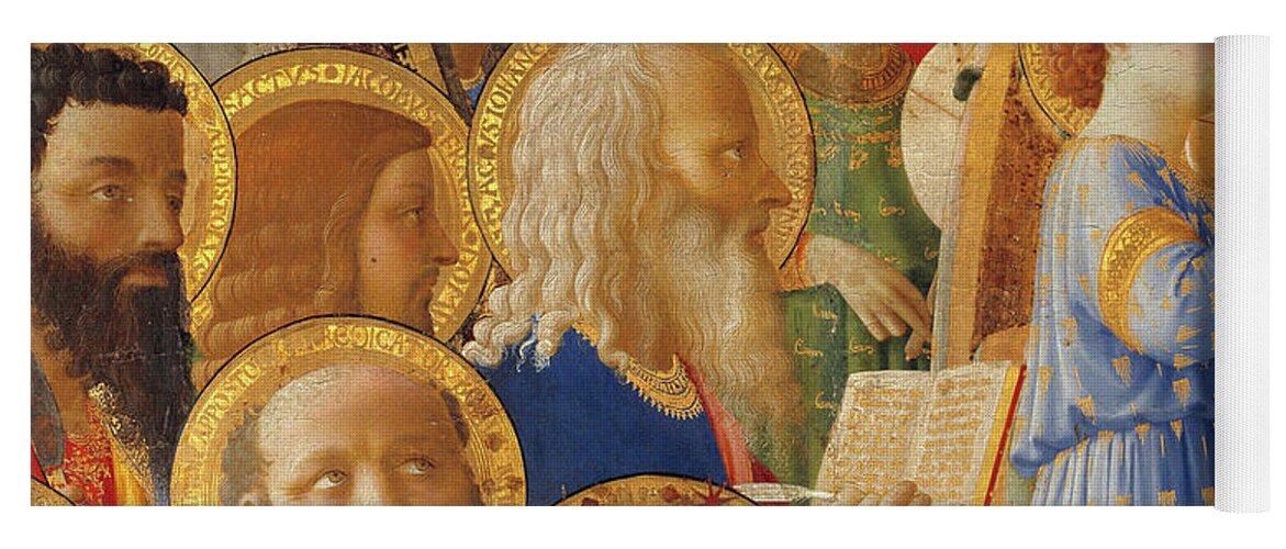 Fra Yoga Mat featuring the painting The Coronation of the Virgin, detail of Saints and Angels musicians by Fra Angelico