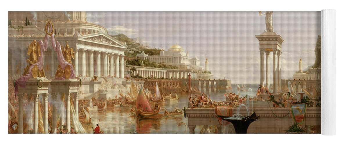 Thomas Cole Yoga Mat featuring the painting The Course of Empire Consummation by Thomas Cole