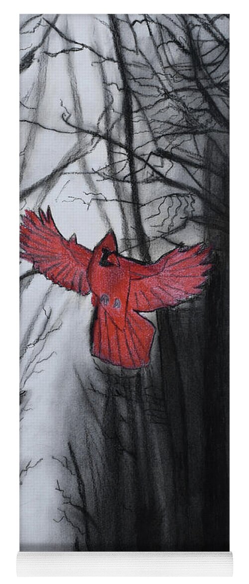 Cardinal Yoga Mat featuring the drawing The Dark Forest by Nadija Armusik