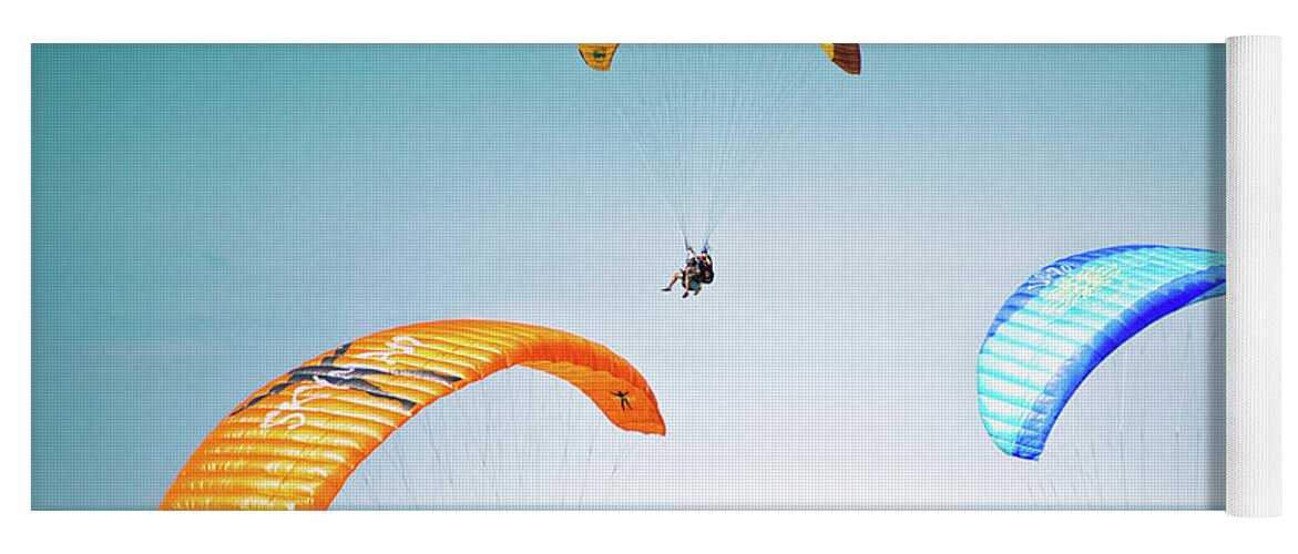 Paragliding Yoga Mat featuring the photograph The Glide by Becqi Sherman