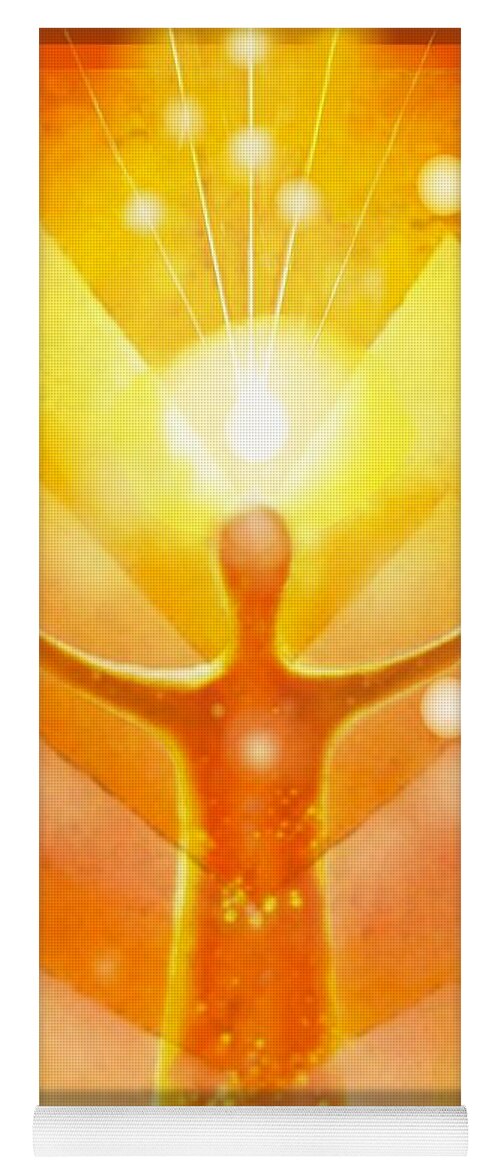 Angel Yoga Mat featuring the mixed media The Golden Angel by Hartmut Jager