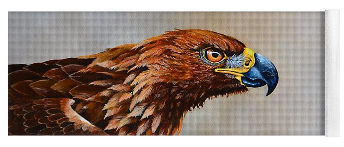 Birds Yoga Mat featuring the painting The Golden Eagle by Dana Newman