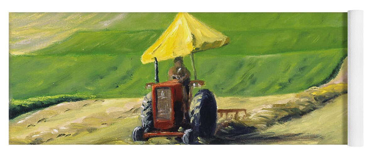 Landscape Yoga Mat featuring the painting The Haymaker by Rick Hansen