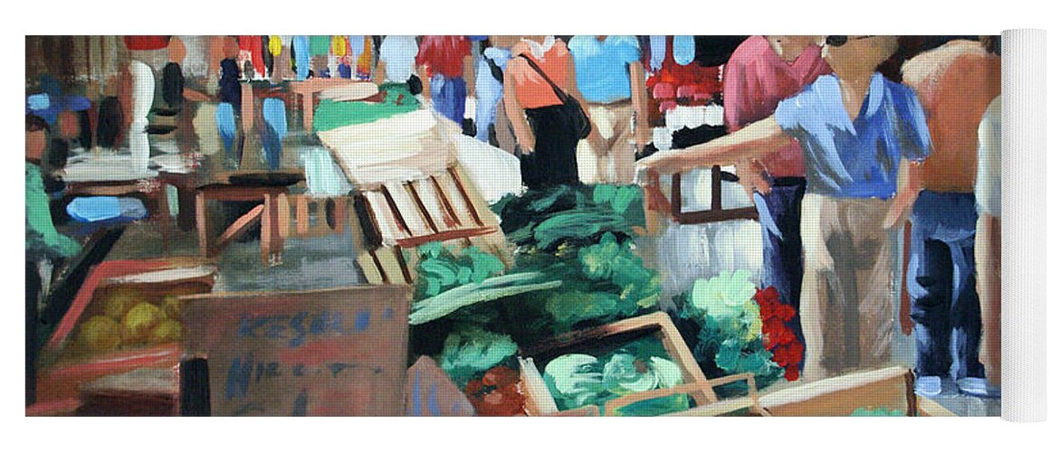 The Italian Fruit Market Yoga Mat featuring the painting The Italian Fruit Market by Anthony Falbo