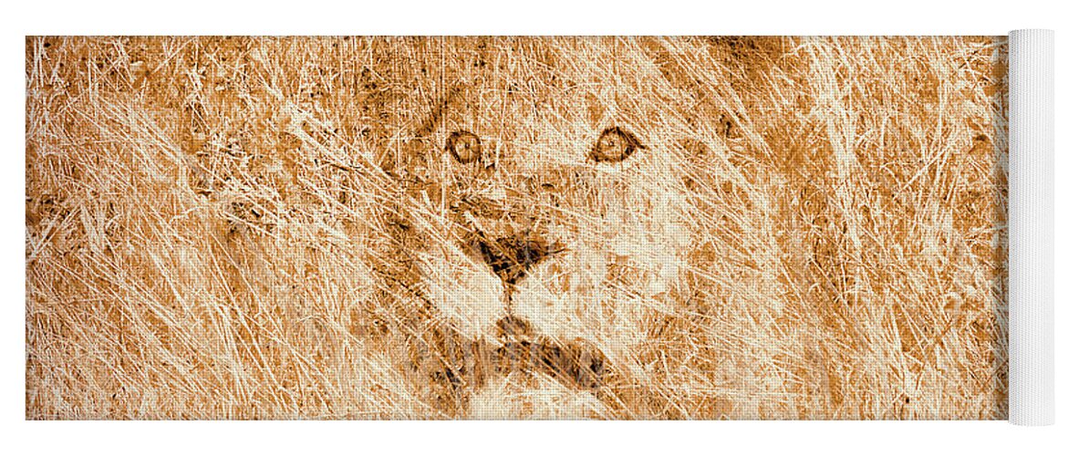 Lion Yoga Mat featuring the digital art The King by Mark Allen