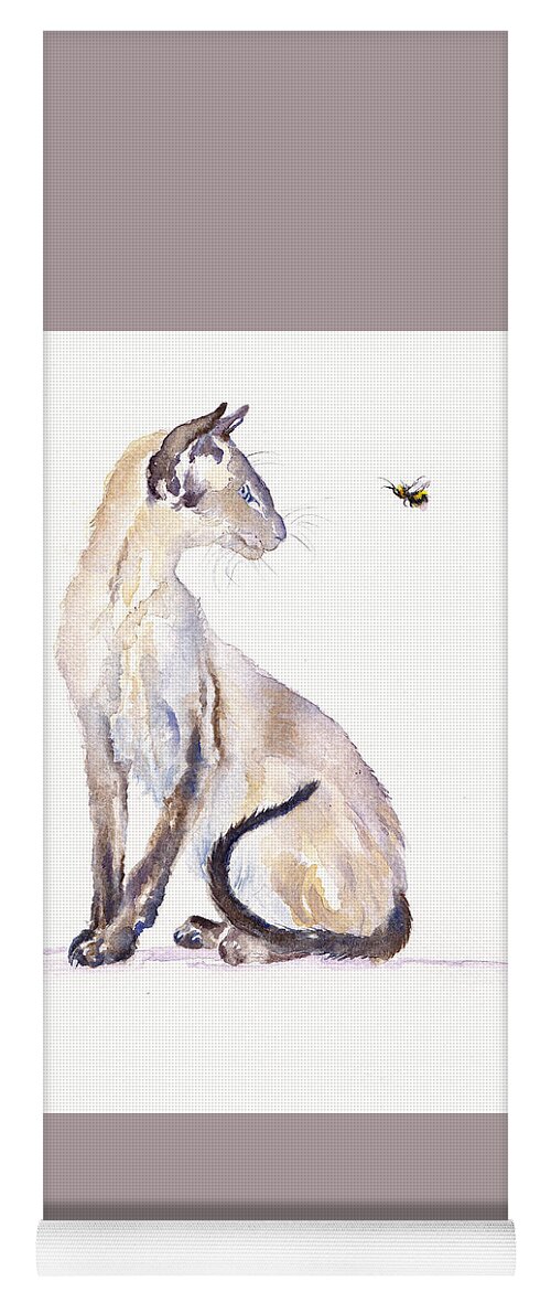 Siamese Cat Yoga Mat featuring the painting The King of Siam and his acolyte by Debra Hall