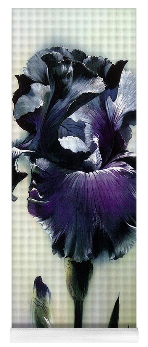 Russian Artists New Wave Yoga Mat featuring the painting The Night. Black Iris Fragment by Alina Oseeva