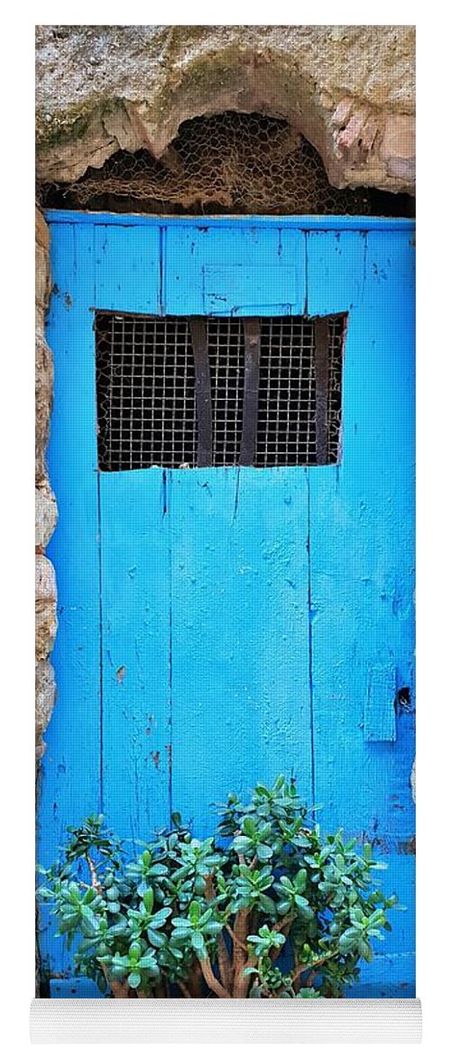Doors Yoga Mat featuring the photograph The Old Blue Door by Andrea Whitaker