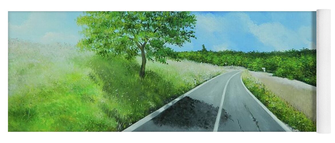 Tropical Landscape Yoga Mat featuring the painting The Road To Recovery 1 by Kenneth Harris