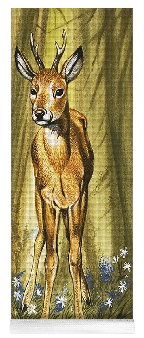 Wildlife Yoga Mat featuring the painting The Roe Deer by David Pratt