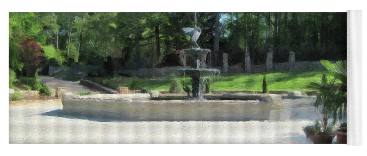Sarah P Duke Gardens Yoga Mat featuring the photograph The Roney Fountain by David Zimmerman