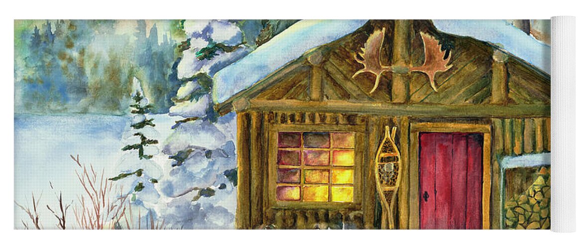 Winter Yoga Mat featuring the painting The Shack by Joe Baltich