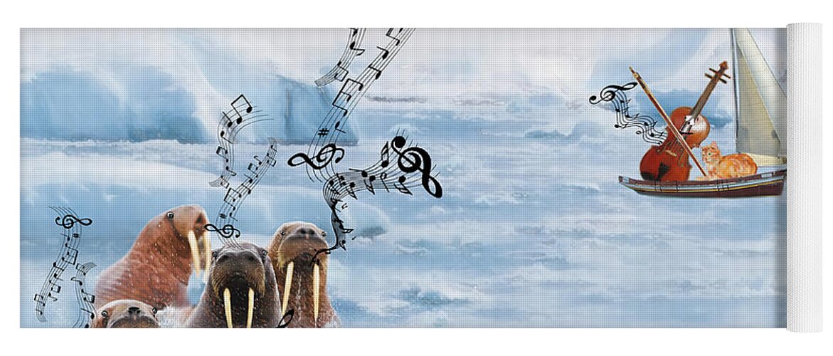 Walrus Yoga Mat featuring the mixed media The Walrus Choir by Colleen Taylor