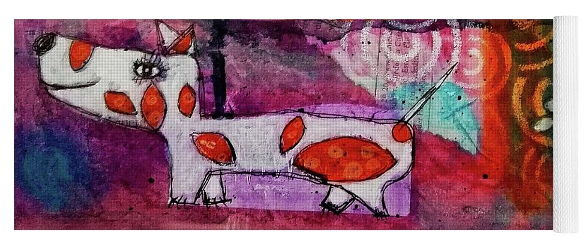 Dog Yoga Mat featuring the mixed media Thinking Happy Thoughts by Mimulux Patricia No