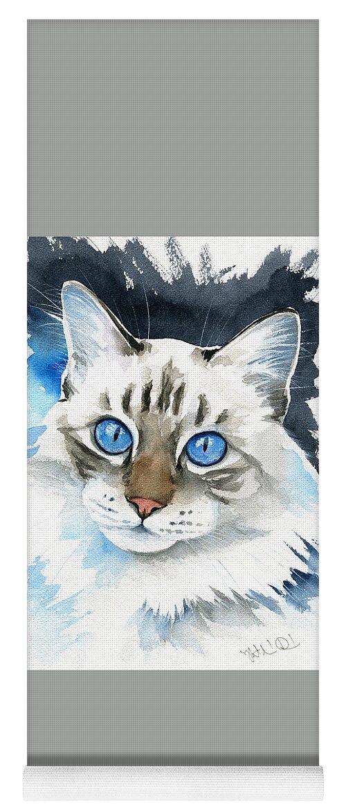 Cat Yoga Mat featuring the painting Those Blue Eyes by Dora Hathazi Mendes
