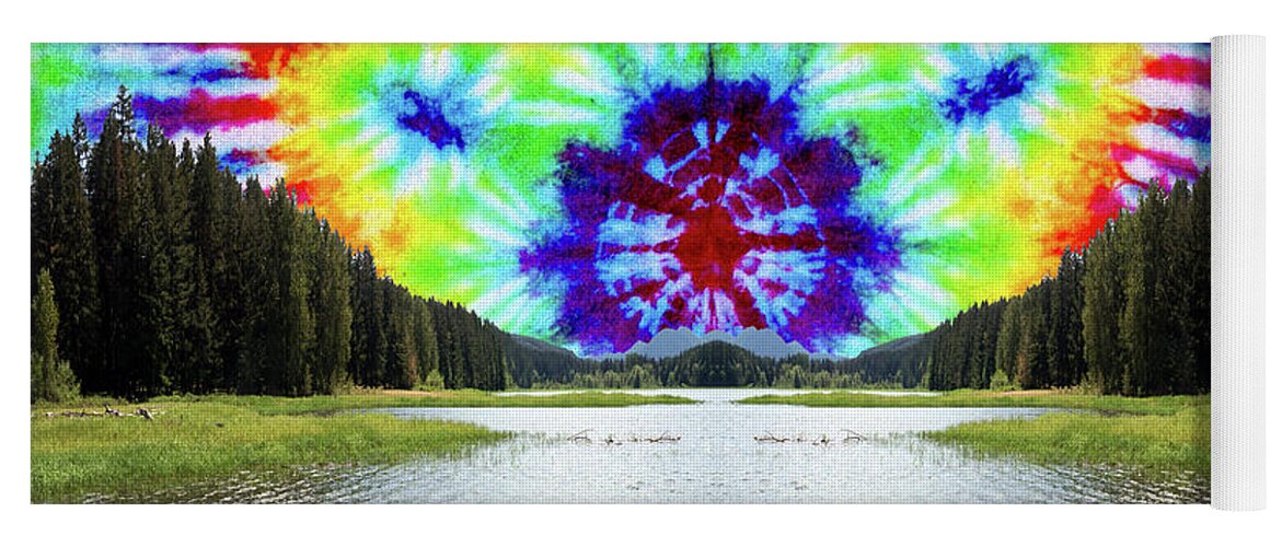 Tie Dye Yoga Mat featuring the photograph Tie Dye Sunrise at the Lake by Ben Upham III