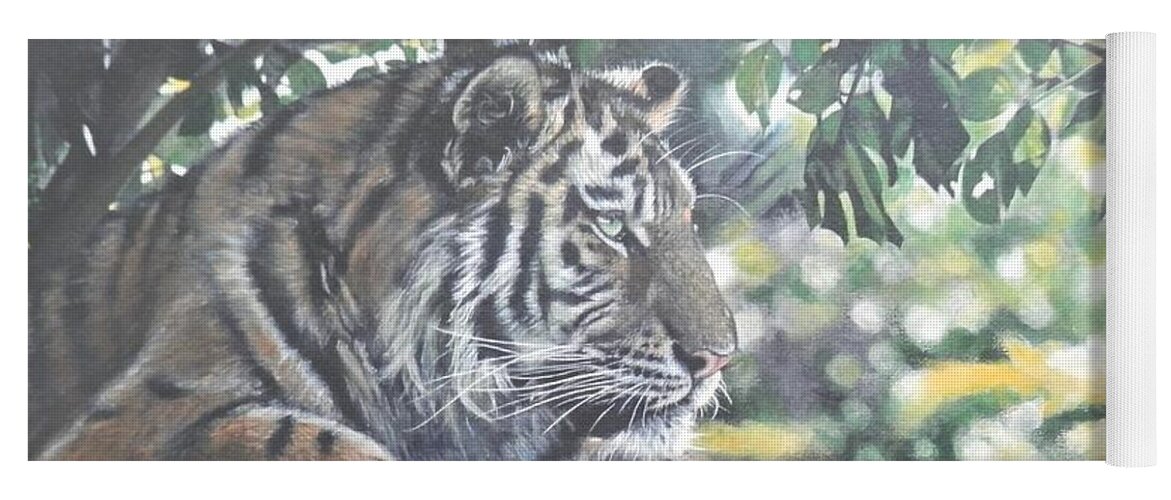 Tiger Yoga Mat featuring the painting Shady Tiger by John Neeve