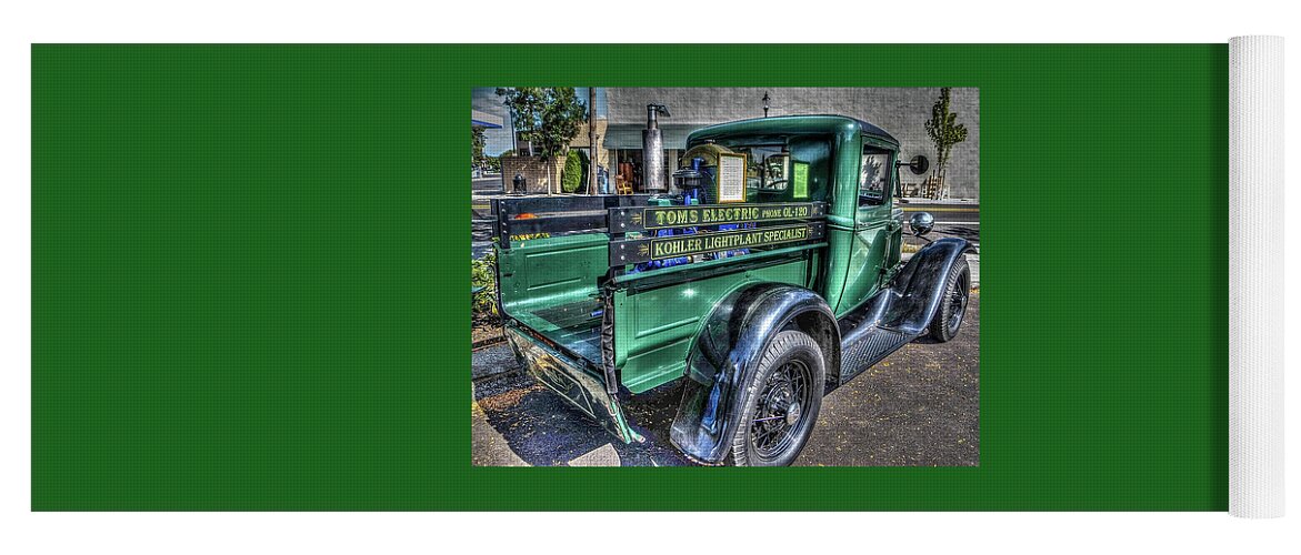 Automotive Art Yoga Mat featuring the photograph Tom's Electric Truck by Thom Zehrfeld