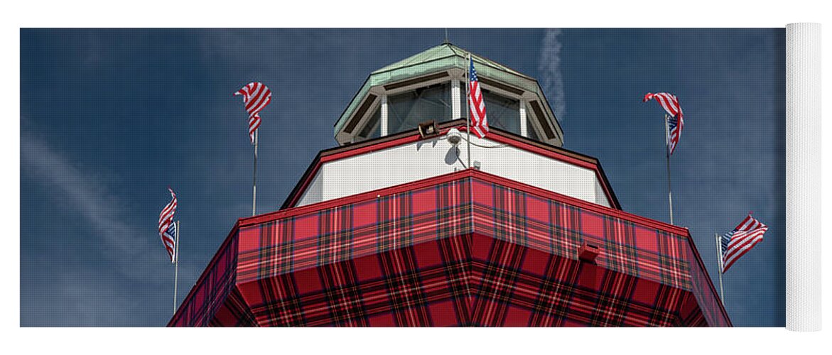 Harbour Town Lighthouse Yoga Mat featuring the photograph Top of the Lighthouse by Dennis Schmidt