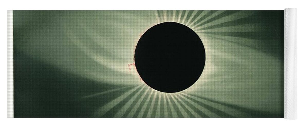 Sun Yoga Mat featuring the painting Total eclipse of the sun from the Trouvelot by MotionAge Designs