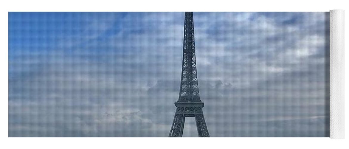 Paris Yoga Mat featuring the mixed media Tour Eiffel by Lauren Serene