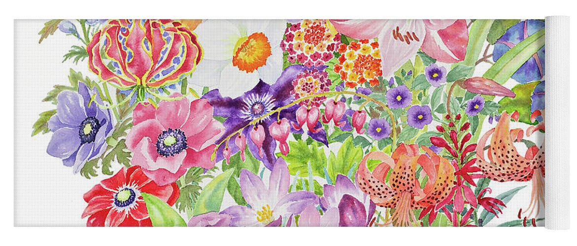 Floral Yoga Mat featuring the painting Toxic Tango IV Fateful Flowers by Lucy Arnold