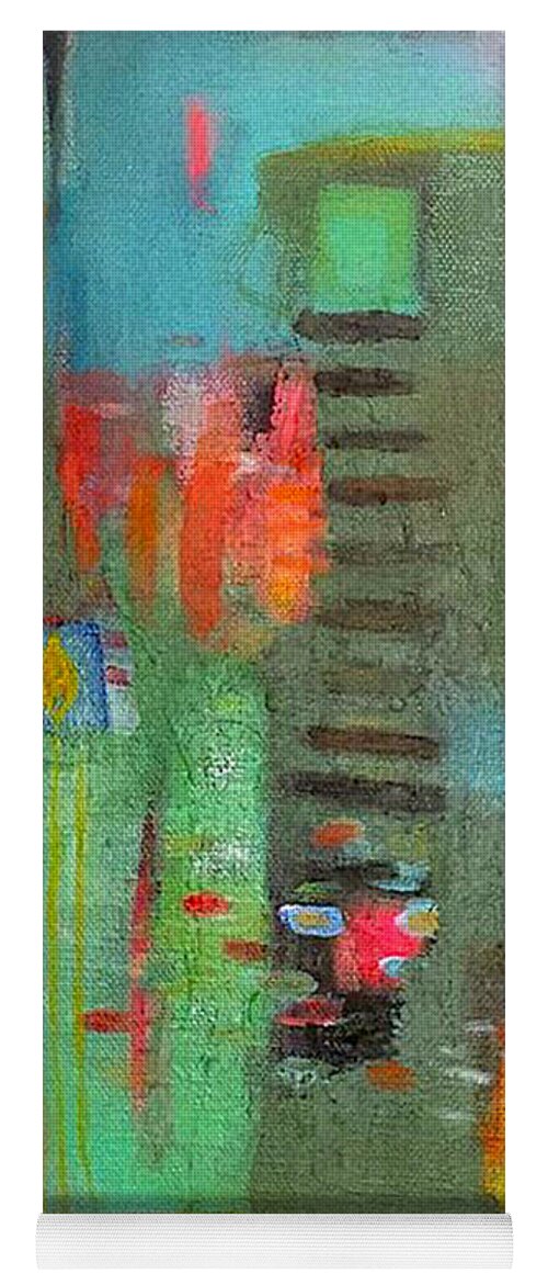 Abstract Painting Yoga Mat featuring the painting Tracks by Janet Zoya