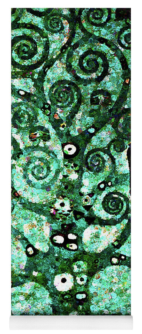 Tree Of Life Abstract Expressionism Yoga Mat featuring the mixed media Tree Of Life Abstract Expressionism by Georgiana Romanovna