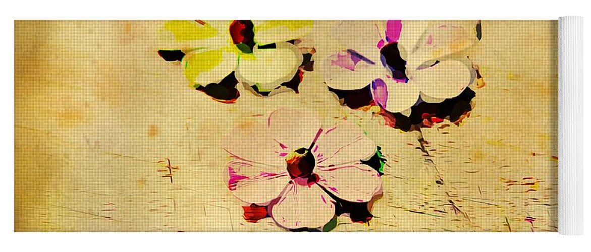 Trio Of Paper Flowers 2 Yoga Mat for Sale by Cathy Lindsey