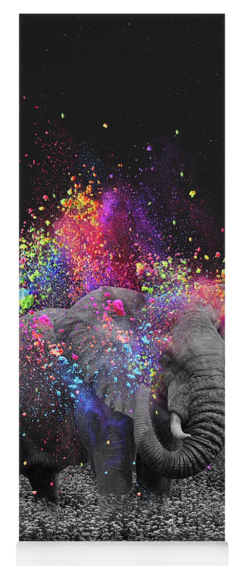 Elephant Yoga Mat featuring the digital art True Colors II by Soaring Anchor Designs