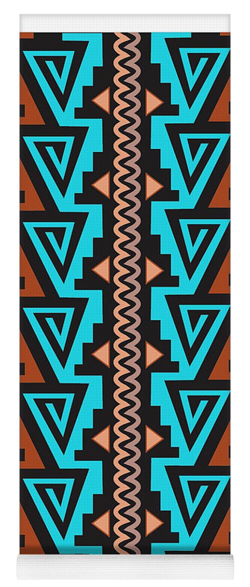 Native American Inspired Yoga Mat featuring the digital art Turquoise Triangle pattern by Shelley Myers