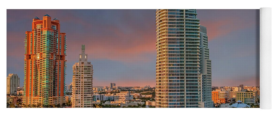 Architecture Yoga Mat featuring the photograph Two Colorful High Rise Tropical Condos by Darryl Brooks